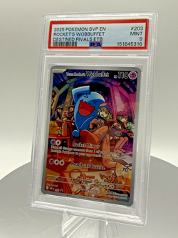 ROCKET'S WOBBUFFET #203 BLACK STAR PROMO DESTINED RIVALS ETB 2025 POKEMON PSA 9 - Image 1