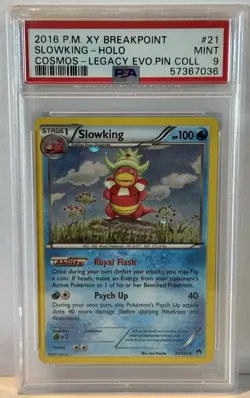 2016 POKEMON XY SLOWKING BREAKPOINT LEGACY PIN COLL. COSMOS PROMO #21 PSA 9 MINT - Image 1