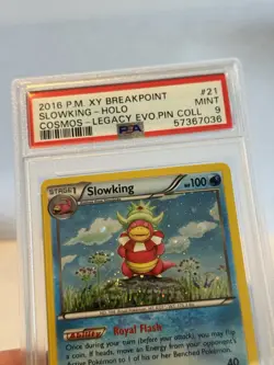 2016 POKEMON XY SLOWKING BREAKPOINT LEGACY PIN COLL. COSMOS PROMO #21 PSA 9 MINT - Image 2