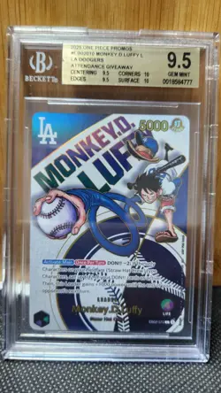 🔥2025 One Piece LA Dodgers Giveaway Monkey.D.Luffy Promo Leader BGS 9.5 GL 🔥 - Image 1