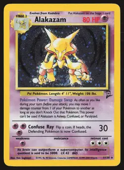 Base Set 2 Alakazam #001/130 Holo Rare Pokemon Card - Image 1