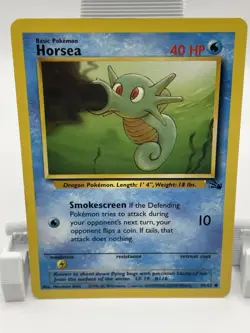 Pokemon Horsea Common Fossil 49/62 Regular Basic 40 HP Card 1999 - Image 1