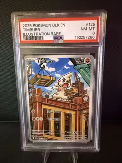 2025 Pokemon PSA 8 Timburr #125/086 S&V Black Bolt Illustration Rare IR - Image 1