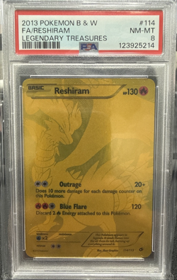2013 POKEMON BLACK & WHITE LEGEND TREASURES #114 FULL ART/RESHIRAM PSA 8 - Image 1