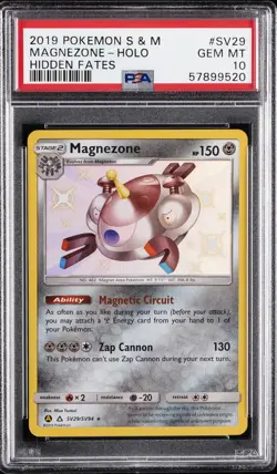 2019 POKEMON SUN & MOON HIDDEN FATES #SV29 MAGNEZONE-HOLO PSA 10 - Image 1