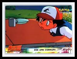 💥 ASH AND COMPANY Topps 1999 Pokemon Pikachu's Vacation # 9 Movie Blue Logo - Image 1