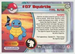 Squirtle 1999 Topps Pokemon TV Animation 2nd Printing Rainbow Foil #7 - MP/HP - Image 2