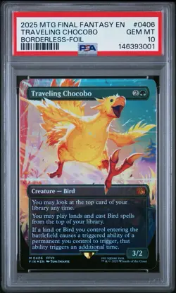 MTG Final Fantasy English Traveling Chocobo Borderless 0406 Foil PSA 10 GEM MT - Image 1