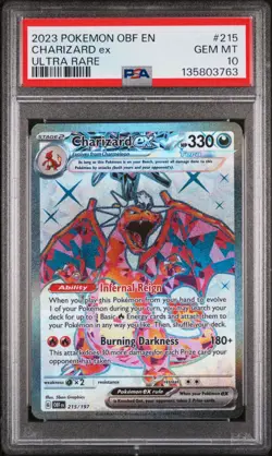 2023 Pokemon Obf En-Obsidian Flames Charizard Ex 215/197 PSA 10 - Image 1
