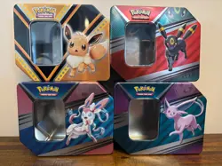 Pokemon TCG: V Heroes Tin Set Sylveon, Umbreon, & Espeon Eeveelutions EMPTY - Image 1