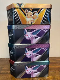 Pokemon TCG: V Heroes Tin Set Sylveon, Umbreon, & Espeon Eeveelutions EMPTY - Image 3