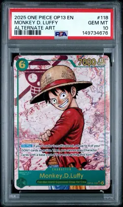 2025 ONE PIECE OP13-CARRYING ON HIS WILL 118 MONKEY D. LUFFY PSA 10 - Image 1