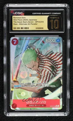 2026 One Piece The Azure Sea's Seven OP14 Japanese Alt Art Roronoa Zoro CGC 10 - Image 1