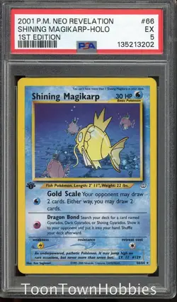PSA 5 Pokemon - Shining Magikarp 66/64 1st Edition Holo - Neo Revelation - Image 1