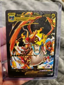 Charizard ASH Bond Form Vmax Black Foil Fan Art Vinyl Collector Pokemon Card - Image 1