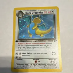 Pokemon 1st Edition Dark Dragonite Holo Rare Team Rocket 5/82 70 HP Card - Image 1