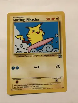 Surfing Pikachu # 28 Black Star Promo WOTC Rare Pokemon Card - Image 1