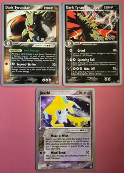 Dark Tyranitar & Jirachi 2005 World Championships 3 Card Lot *2 Damaged* - Image 1