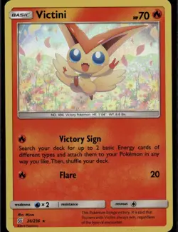 Victini Holo Rare SM Unified Minds 26/236 Fire Holo Pokemon Card - Image 1