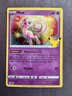 Pokemon Mew 011/025 Celebrations Holo Rare Mysterious Tail Ability Basic Card - Image 1