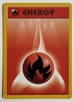 Fire Energy 98/102 Pokemon Card & Top Loader (Base Set) - Image 1