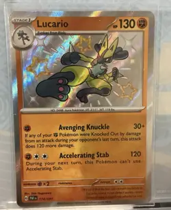 Pokemon TCG Lucario Card 174/091 Holo Shiny Rare Paldean Fates - Image 1