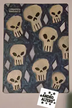 Swamp Skull Diamonds Altered Art Hand Painted MTG Magic the Gathering Death Made - Image 1