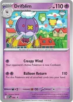Pokemon TCG Drifblim 006 Mega Evolution Black Star Promo Cosmo Holo NM - Image 1