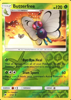 Butterfree 3/147 Burning Shadows Reverse Holo Near Mint NM Pokemon DNA GAMES - Image 1