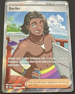 Pokemon TCG Surfer 235/191 Sv08: Surging Sparks Ultra Rare Full Art Holo NM - Image 1