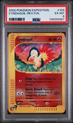 2002 POKEMON EXPEDITION #104 CYNDAQUIL-REVERSE FOIL PSA 6 - Image 1