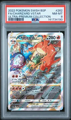 2022 POKEMON SWSH BLACK STAR PROMO #262 FULL ART/CHARIZARD VSTAR PSA 8 - Image 1