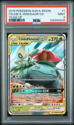PSA 9 Celebi Venusaur Holo #1/181 2019 Pokemon SM Team Up - Image 1