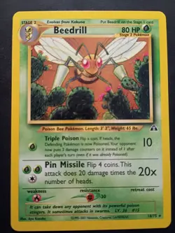 Pokemon TCG Beedrill Neo Discovery 18/75 Unlimited Rare Vintage - Image 1