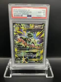 2015 Pokemon XY F.A./ M Tyranitar EX Ancient Origins #92 PSA 10 - Image 1