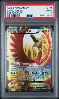 2016 POKEMON XY BREAKPOINT #121 FULL ART/HO-OH EX PSA 9 - Image 1