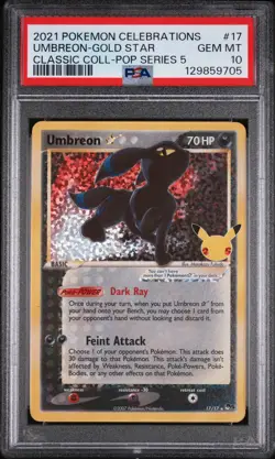2021 POKEMON CELEBRATIONS CLASSIC COLLECTION #17 UMBREON-GOLD STAR PSA 10 - Image 1