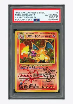 Pokemon PSA AUTH AUTO 10 Charizard Holo Mitsuhiro Arita 1996 #006 Basic JPN - Image 1