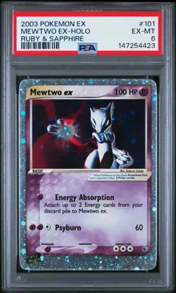 Pokemon Mewtwo ex PSA 6 EX-MT 2003 Ruby & Sapphire #101 Holo EX Era Ultra Rare - Image 1
