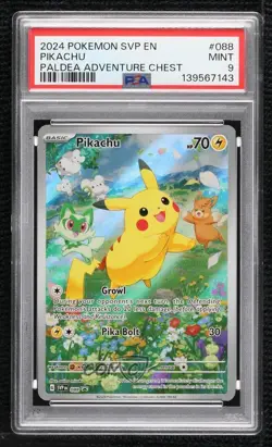Pikachu (Paldea Adventure Chest) Holo Pokemon Scarlet & Violet Black Star PSA 9 - Image 1