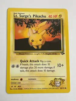 Pokemon TCG Gym Challenge Lt. Surge's Pikachu Common 84/132 - Image 1