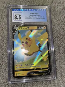 Pokemon Pikachu v TCG Sword&Shield Celebrations Holo Promo Card SWSH143 CGC 8.5 - Image 1