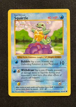 Pokemon 1999 base set Shadowless Squirtle #63 LP-NM - Image 1