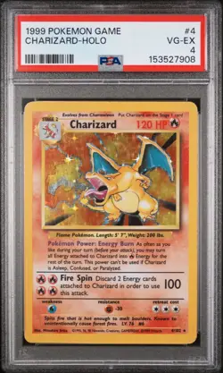 Pokemon Charizard Base Unlimited #4 Graded Card PSA 4 - Image 1