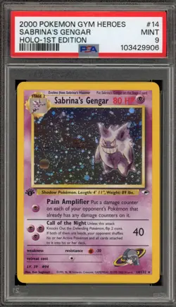 Pokemon Sabrina's Gengar Gym Heroes 1st Edition Holo Rare #14 PSA 9 Mint - Image 1