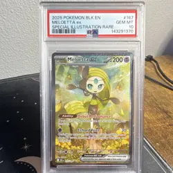 Pokemon Meloetta ex 2025 Sv: Black Bolt 167/086 SIR Holo PSA 10 English - Image 1