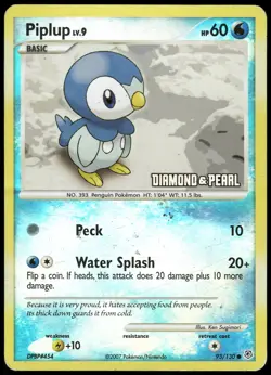 Pokemon Piplup 93/130 Diamond and Pearl Promo Burger King Promo HP Reverse Holo - Image 1