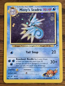 Pokemon Wotc Prerelease Misty's Seadra # 9/132 Gym Hereos **not played** - Image 1