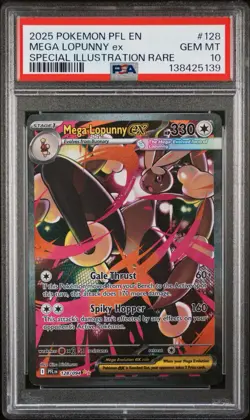 2025 POKEMON PFL EN-PHANTASMAL FLAMES #128 MEGA LOPUNNY EX PSA 10 - Image 1