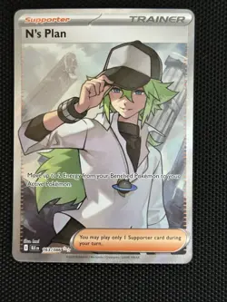 Pokemon TCG Black Bolt Ultra Rare Full Art Trainer Holo Card N's Plan 163/086 - Image 1
